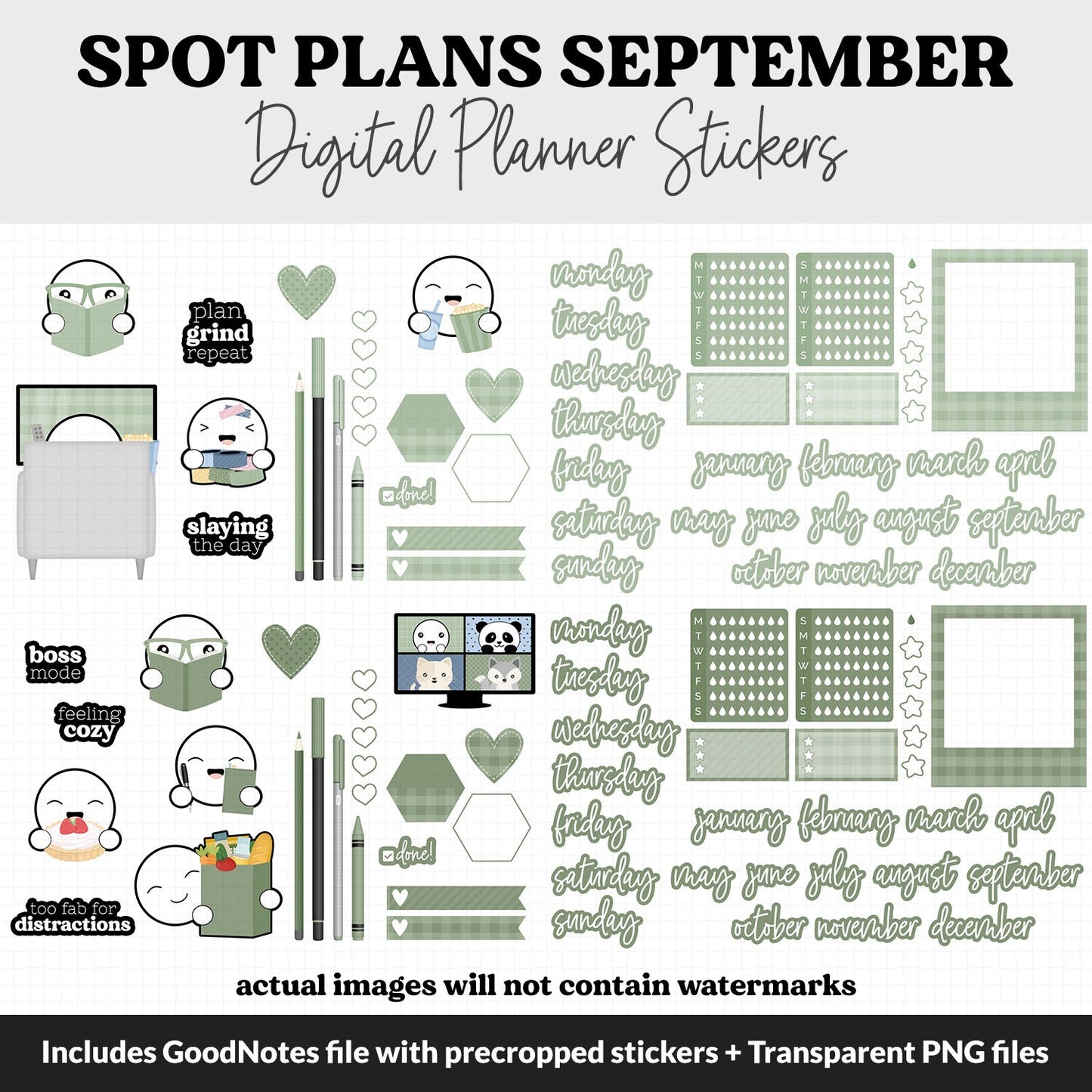 Spot Plans September Digital Stickers | GoodNotes, iPad and Android | Sunrise | Sassy, Fall, Cafe, Adulting, Planning, Funny