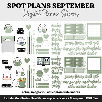 Spot Plans September Digital Stickers | GoodNotes, iPad and Android | Sunrise | Sassy, Fall, Cafe, Adulting, Planning, Funny