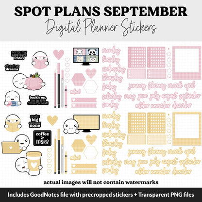 Spot Plans September Digital Stickers | GoodNotes, iPad and Android | Sunrise | Sassy, Fall, Cafe, Adulting, Planning, Funny