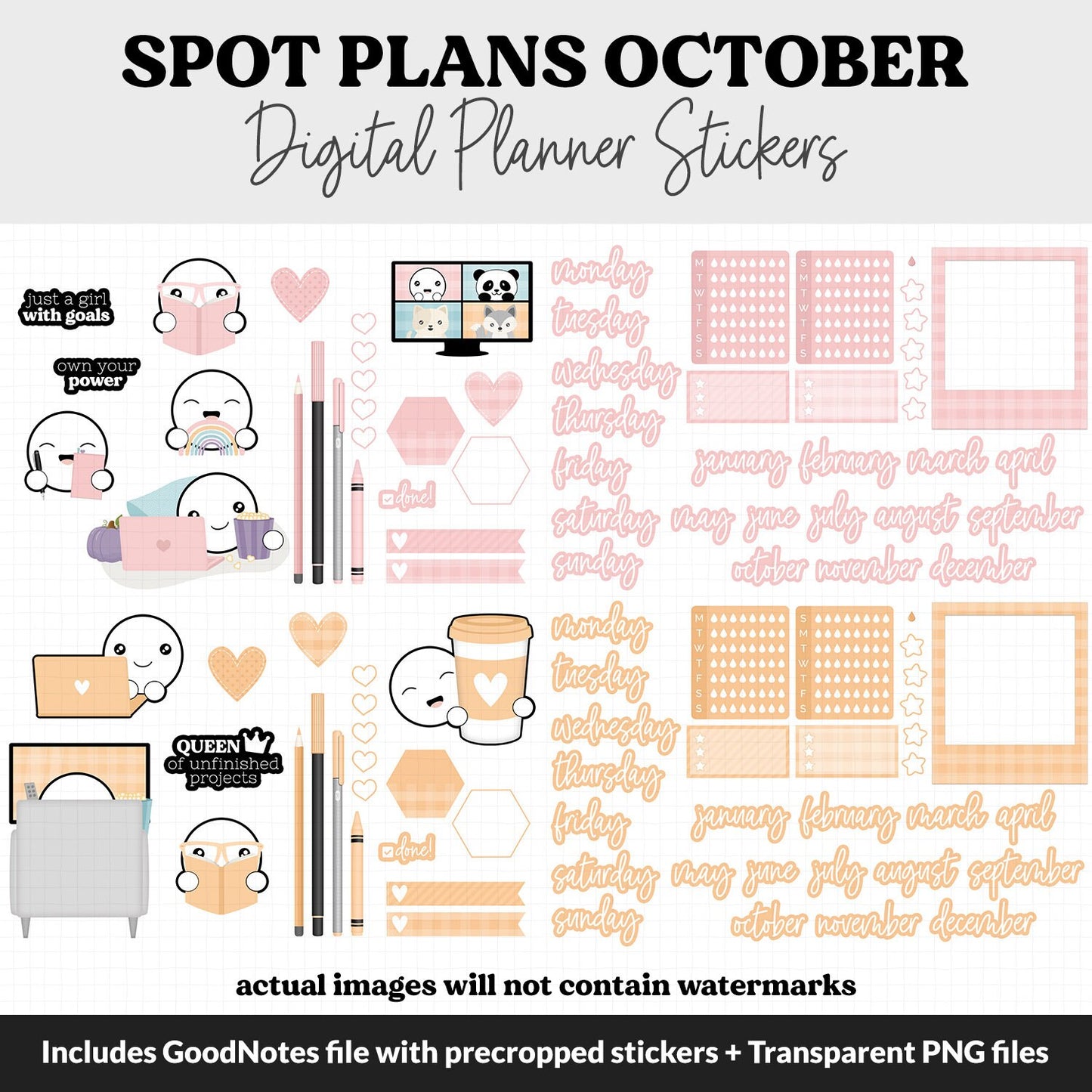 Spot Plans October Digital Stickers | GoodNotes, iPad and Android | Twilight | Sassy, Fall, Halloween, Adulting, Planning, Funny