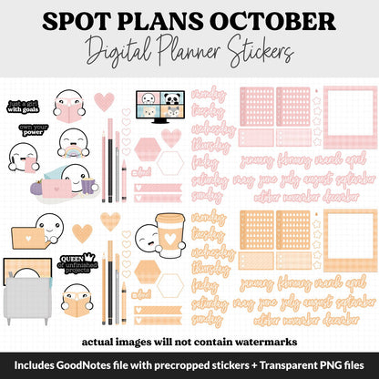 Spot Plans October Digital Stickers | GoodNotes, iPad and Android | Twilight | Sassy, Fall, Halloween, Adulting, Planning, Funny
