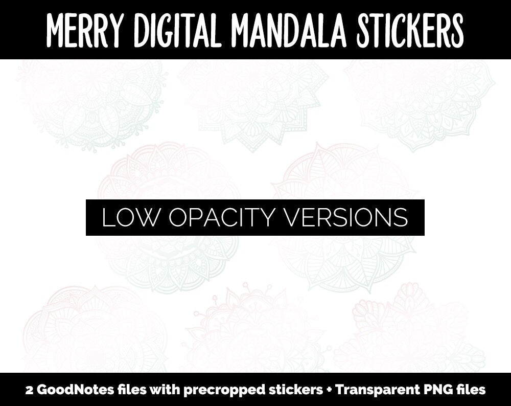 Merry Mandala Digital Planner Stickers | GoodNotes, iPad and Android | Gradient, Ombre, Coloring