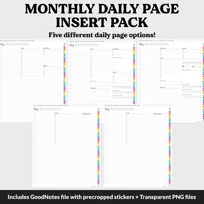 Linked Daily Portrait Digital Planner Insert | Rainbow | GoodNotes, iPad & Android