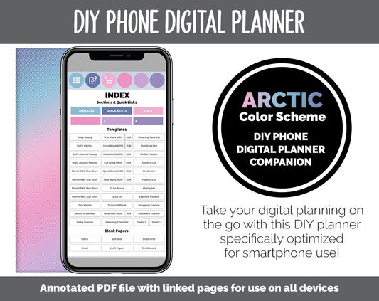 DIY Phone Digital Planner | Arctic Theme | Goodnotes, iPad & Android | Hobonichi, Planner, Notebook