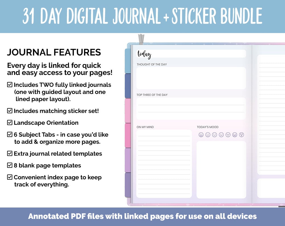 31 Day Digital Journal + Sticker Bundle | Arctic Theme