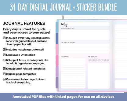 31 Day Digital Journal + Sticker Bundle | Arctic Theme