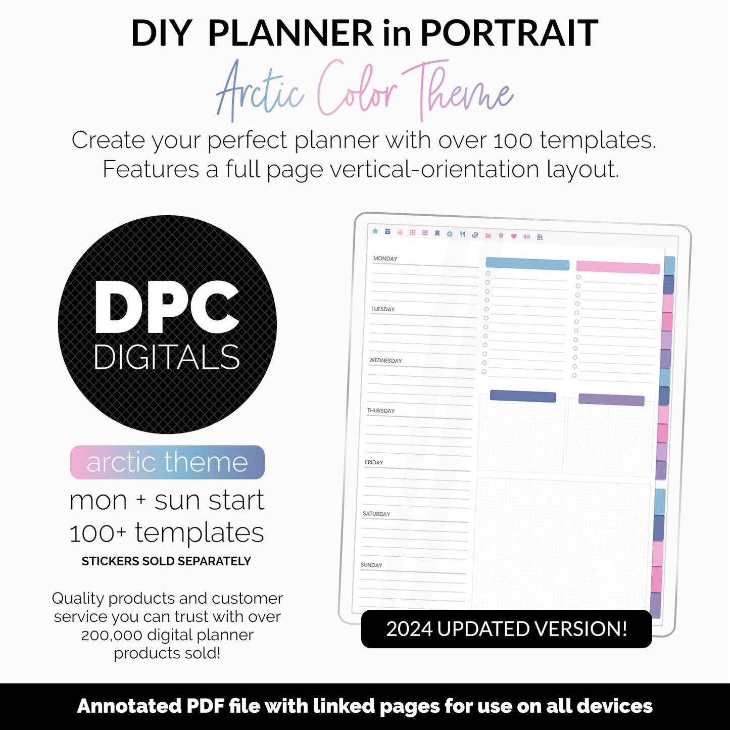DIY Portrait Digital Planner | Arctic Theme | Goodnotes, iPad & Android