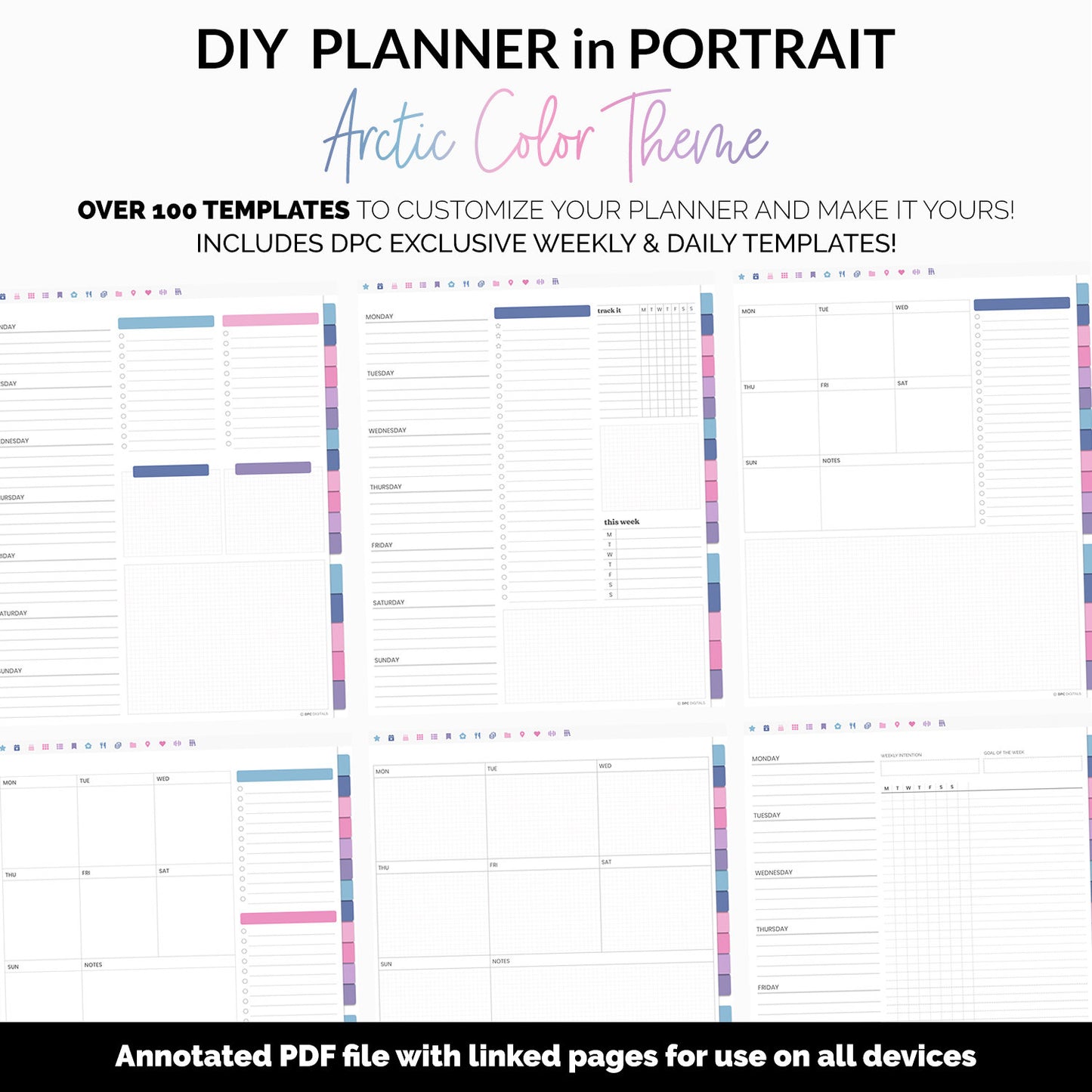 DIY Portrait Digital Planner | Arctic Theme | Goodnotes, iPad & Android