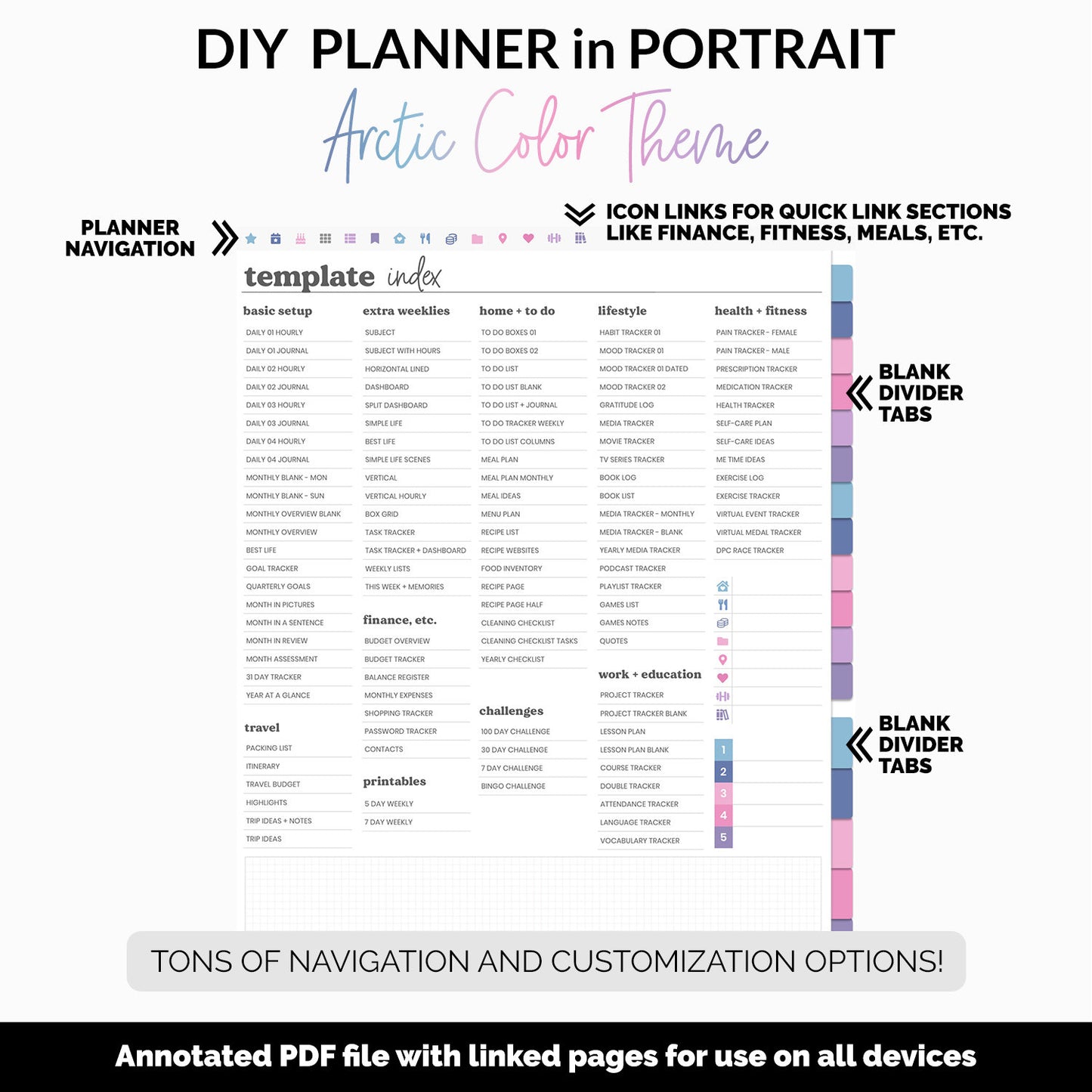 DIY Portrait Digital Planner | Arctic Theme | Goodnotes, iPad & Android
