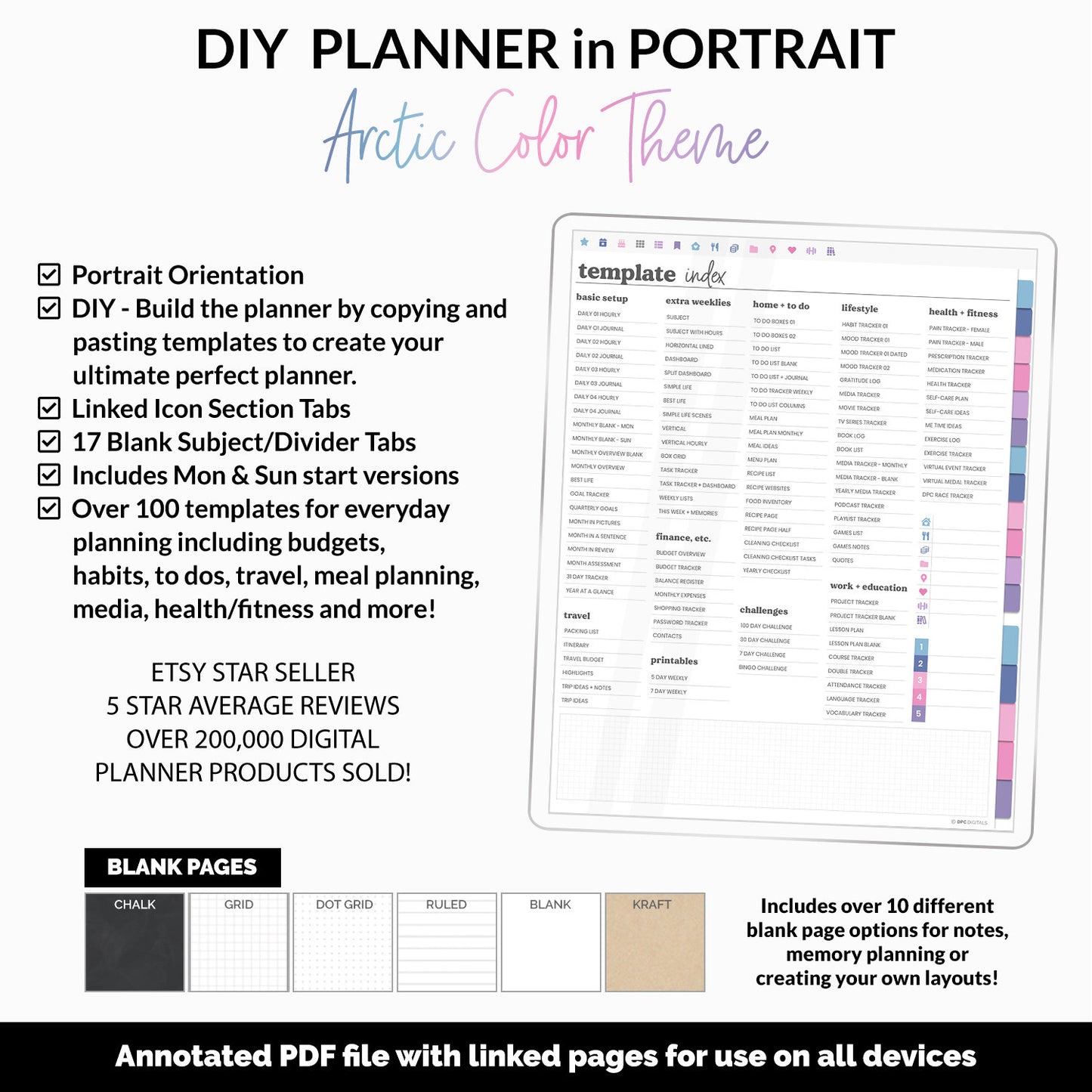 DIY Portrait Digital Planner | Arctic Theme | Goodnotes, iPad & Android