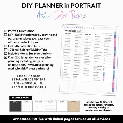 DIY Portrait Digital Planner | Arctic Theme | Goodnotes, iPad & Android