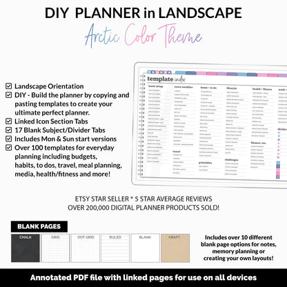 DIY Landscape Digital Planner | Arctic Theme | Goodnotes, iPad & Android | Notebook
