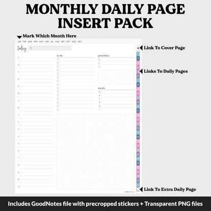 Linked Daily Portrait Digital Planner Insert | Arctic | GoodNotes, iPad & Android