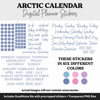 Arctic Calendar Essentials Digital Planner Stickers