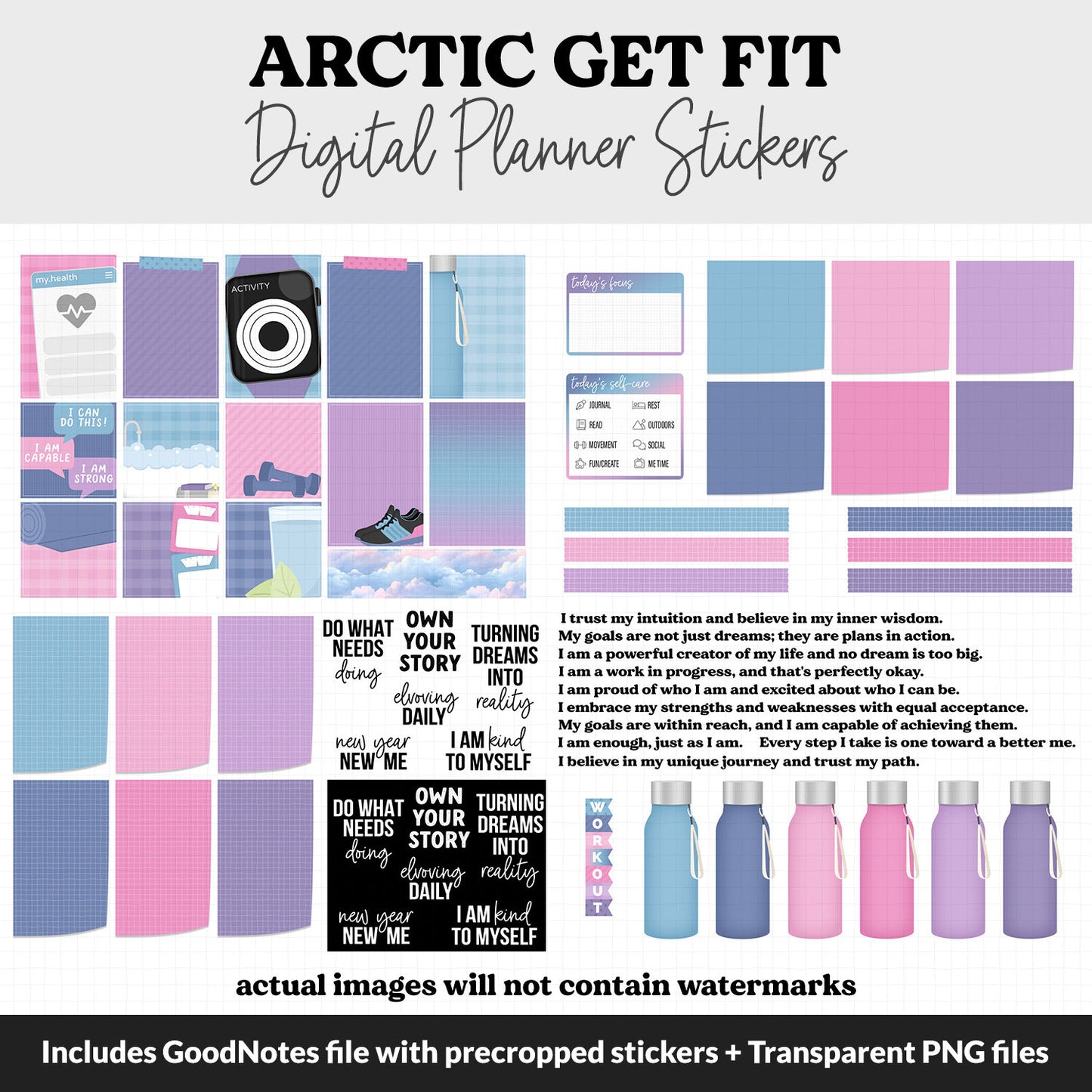 Get Fit Arctic Digital Stickers | GoodNotes & iPad | Fitness, Health, Self-Care, Workout