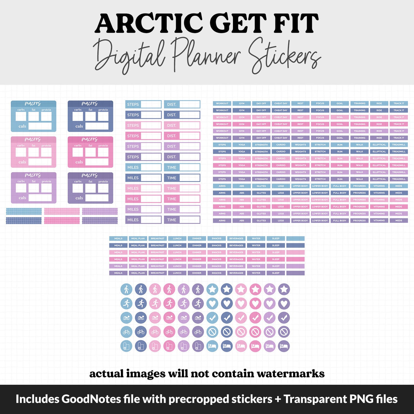 Get Fit Arctic Digital Stickers | GoodNotes & iPad | Fitness, Health, Self-Care, Workout