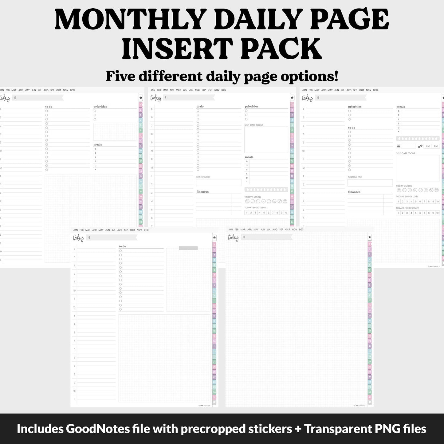 Linked Daily Portrait Digital Planner Insert | Waves | GoodNotes, iPad & Android