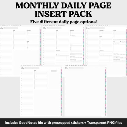 Linked Daily Portrait Digital Planner Insert | Waves | GoodNotes, iPad & Android
