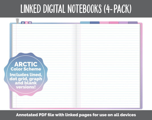 Linked Digital Notebooks 4- Pack | Arctic Theme | GoodNotes, iPad & Android