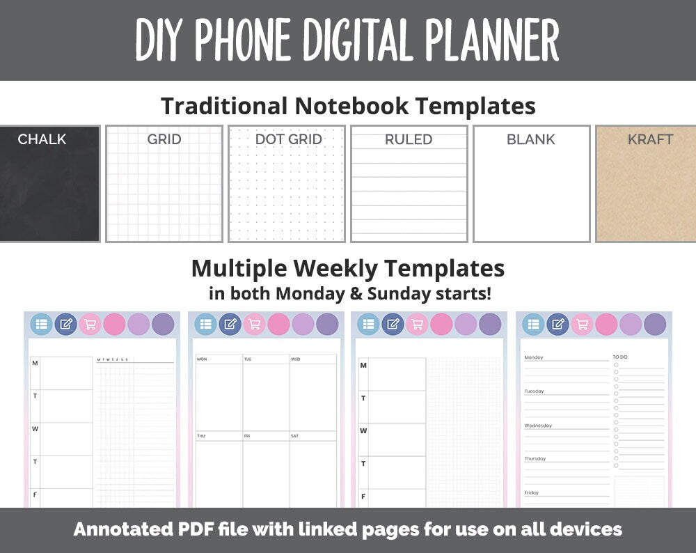 DIY Phone Digital Planner | Arctic Theme | Goodnotes, iPad & Android | Hobonichi, Planner, Notebook