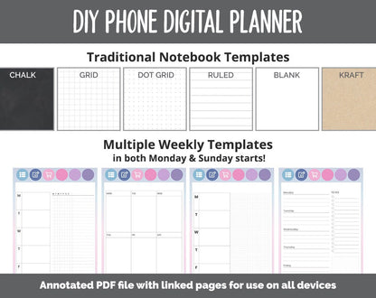 DIY Phone Digital Planner | Arctic Theme | Goodnotes, iPad & Android | Hobonichi, Planner, Notebook