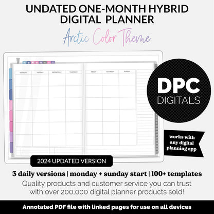 Undated Hybrid One Month Digital Planner | Arctic Theme | GoodNotes, iPad & Android