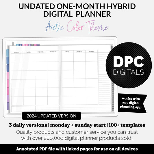 Undated Hybrid One Month Digital Planner | Arctic Theme | GoodNotes, iPad & Android