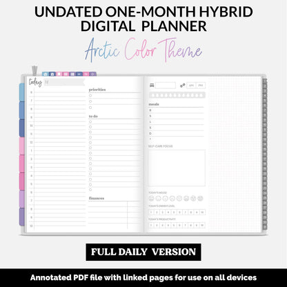 Undated Hybrid One Month Digital Planner | Arctic Theme | GoodNotes, iPad & Android