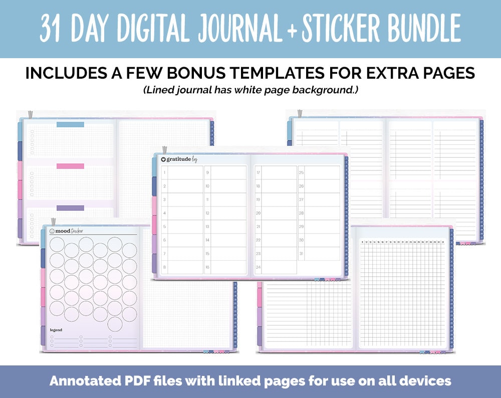 31 Day Digital Journal + Sticker Bundle | Arctic Theme