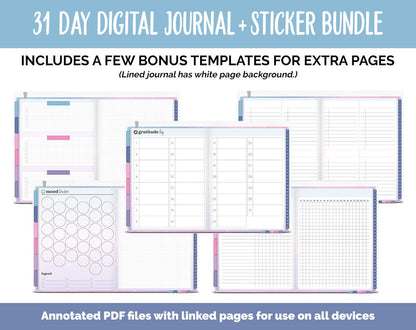 31 Day Digital Journal + Sticker Bundle | Arctic Theme