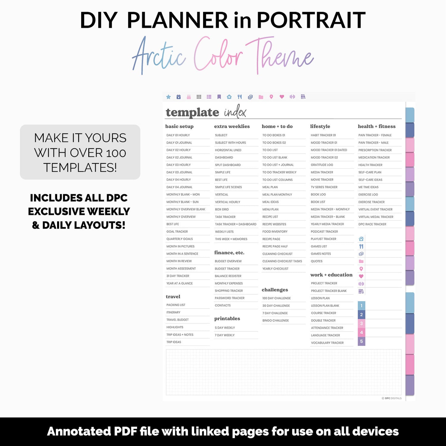 DIY Portrait Digital Planner | Arctic Theme | Goodnotes, iPad & Android