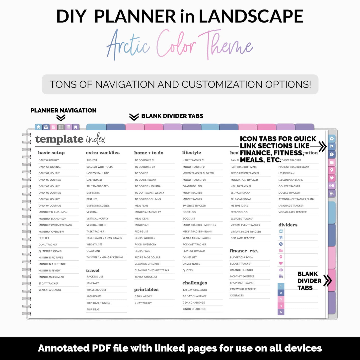 DIY Landscape Digital Planner | Arctic Theme | Goodnotes, iPad & Android | Notebook