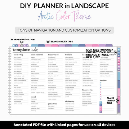 DIY Landscape Digital Planner | Arctic Theme | Goodnotes, iPad & Android | Notebook