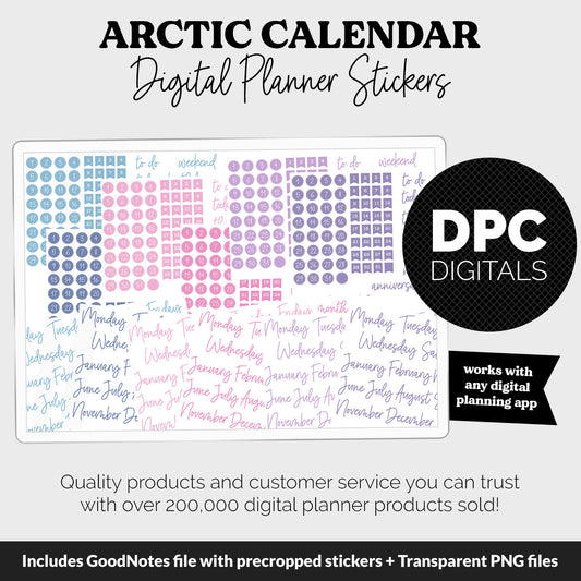 Arctic Calendar Essentials Digital Planner Stickers