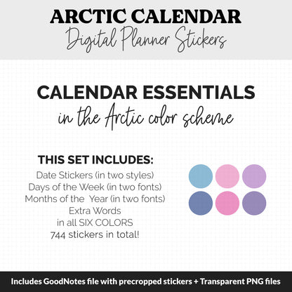 Arctic Calendar Essentials Digital Planner Stickers