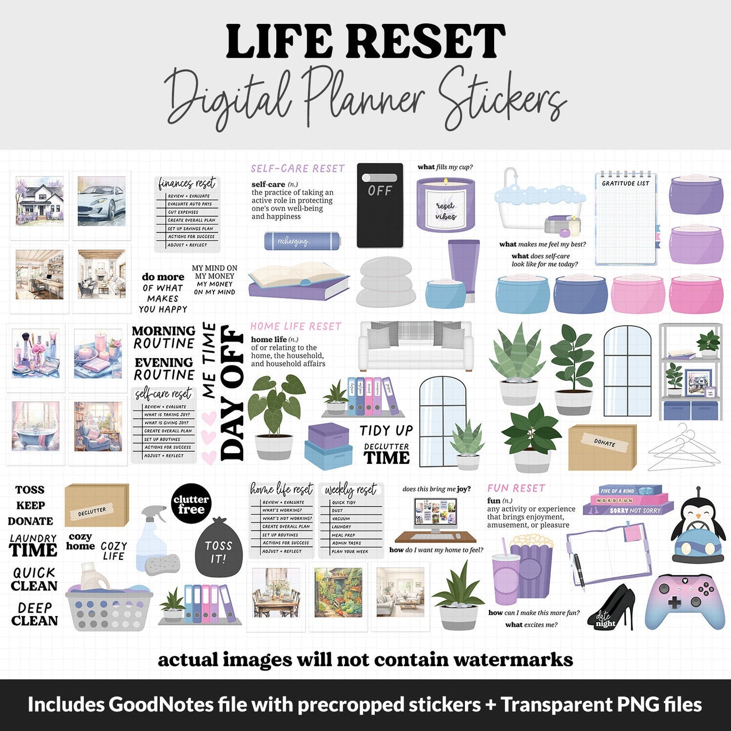 Life Reset Digital Planner Stickers | GoodNotes, iPad and Android | Arctic Theme | January, New Year, Goals, Routine, Home, Health, Finance