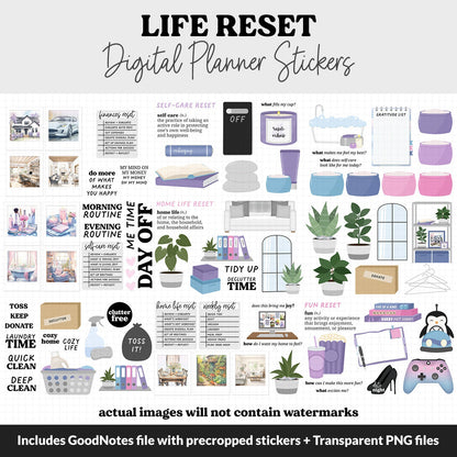 Life Reset Digital Planner Stickers | GoodNotes, iPad and Android | Arctic Theme | January, New Year, Goals, Routine, Home, Health, Finance