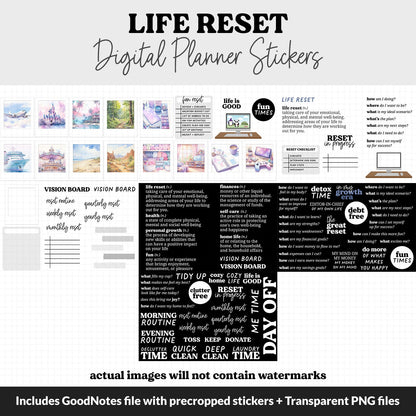 Life Reset Digital Planner Stickers | GoodNotes, iPad and Android | Arctic Theme | January, New Year, Goals, Routine, Home, Health, Finance