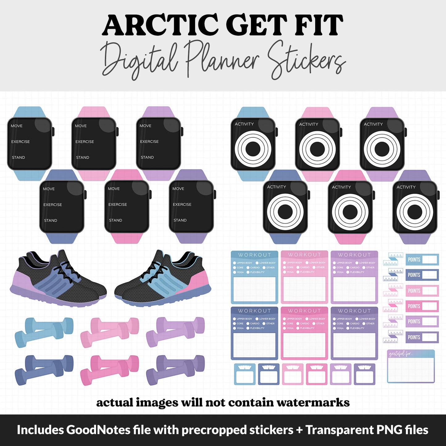 Get Fit Arctic Digital Stickers | GoodNotes & iPad | Fitness, Health, Self-Care, Workout