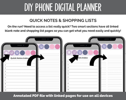 DIY Phone Digital Planner | Adore Theme | Goodnotes, iPad & Android | Hobonichi, Planner, Notebook