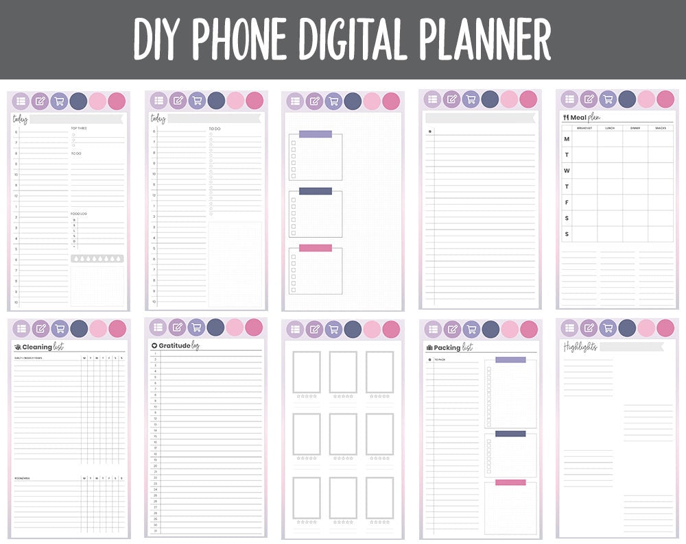 DIY Phone Digital Planner | Adore Theme | Goodnotes, iPad & Android | Hobonichi, Planner, Notebook