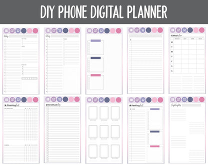 DIY Phone Digital Planner | Adore Theme | Goodnotes, iPad & Android | Hobonichi, Planner, Notebook
