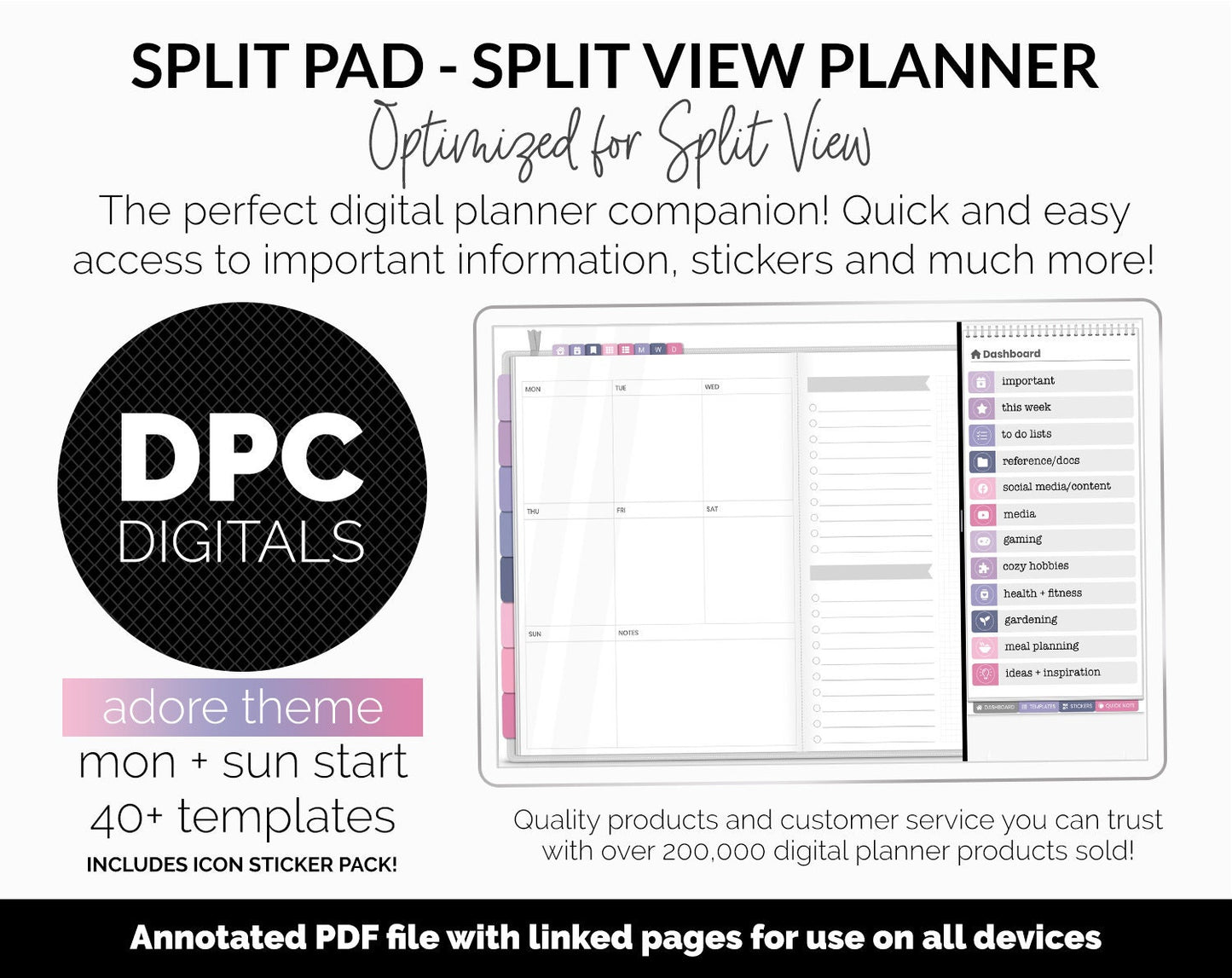 Split Pad | Split View Digital Planner | Adore Theme | GoodNotes & iPad