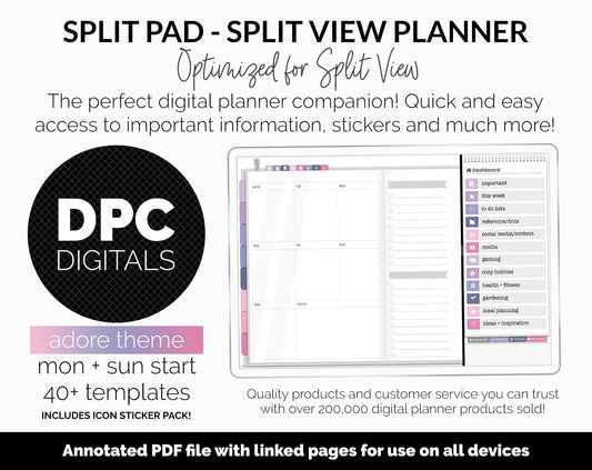 Split Pad | Split View Digital Planner | Adore Theme | GoodNotes & iPad