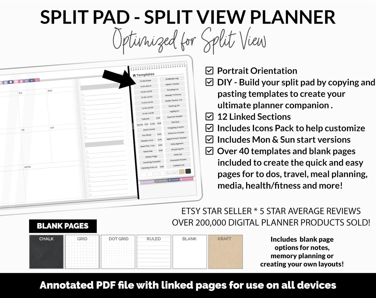 Split Pad | Split View Digital Planner | Adore Theme | GoodNotes & iPad