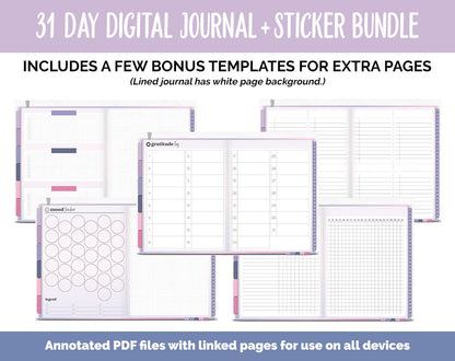 31 Day Digital Journal + Sticker Bundle | Adore Theme