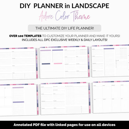 DIY Landscape Digital Planner | Adore Theme | Goodnotes, iPad & Android | Notebook
