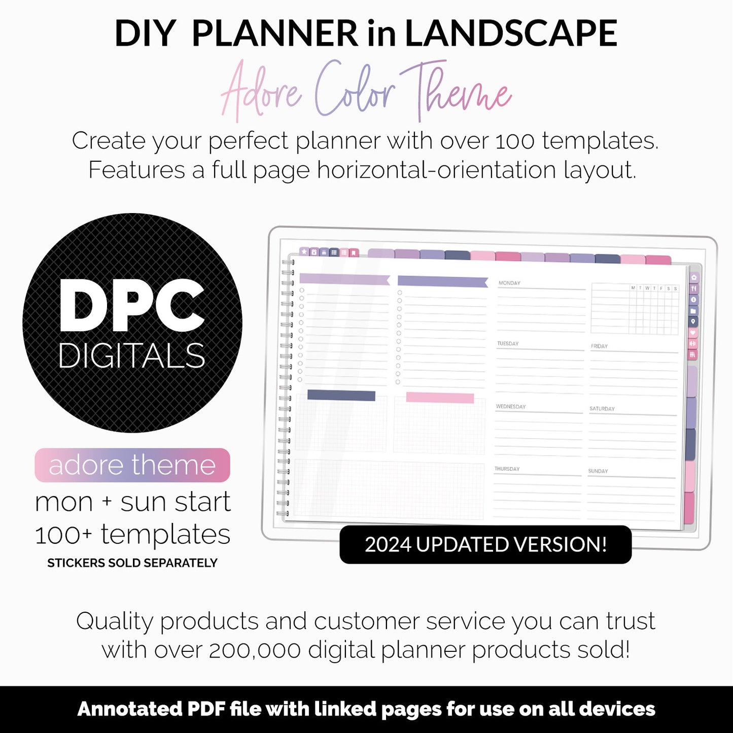 DIY Landscape Digital Planner | Adore Theme | Goodnotes, iPad & Android | Notebook