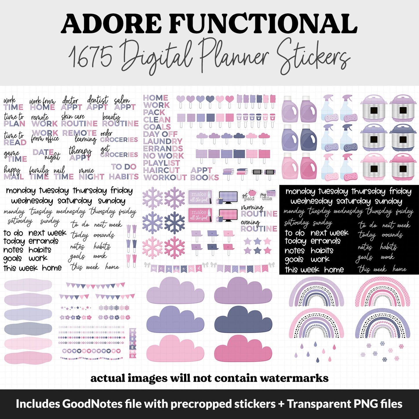 Adore Functional Digital Sticker Set