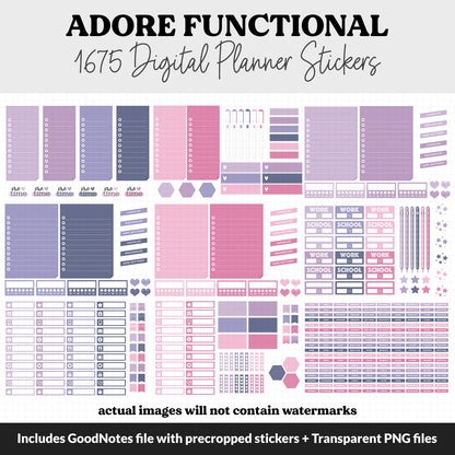 Adore Functional Digital Sticker Set